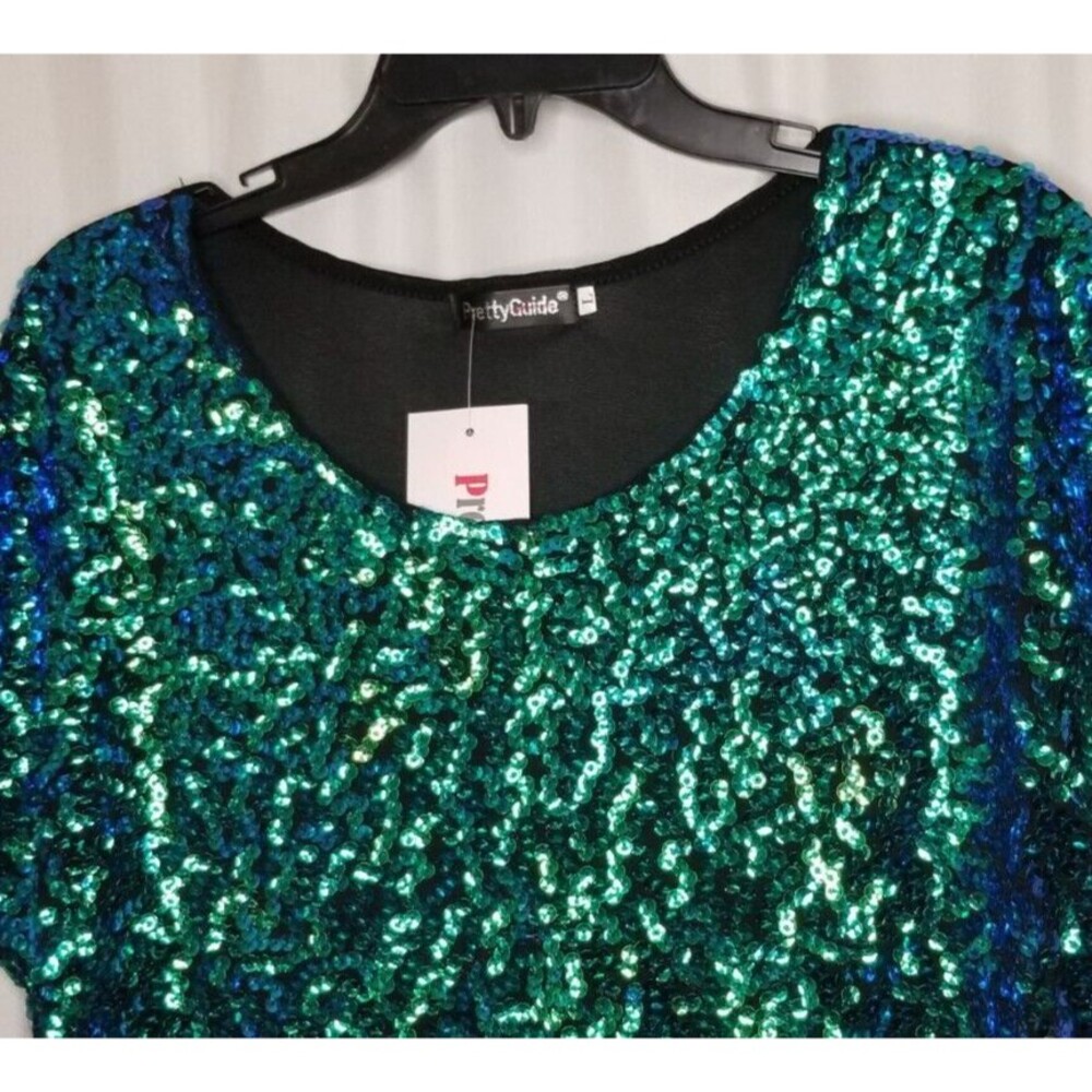 Sequin Women's Top Tunic Elegant Boutique CHIC Pretty Guide NEW Size Large